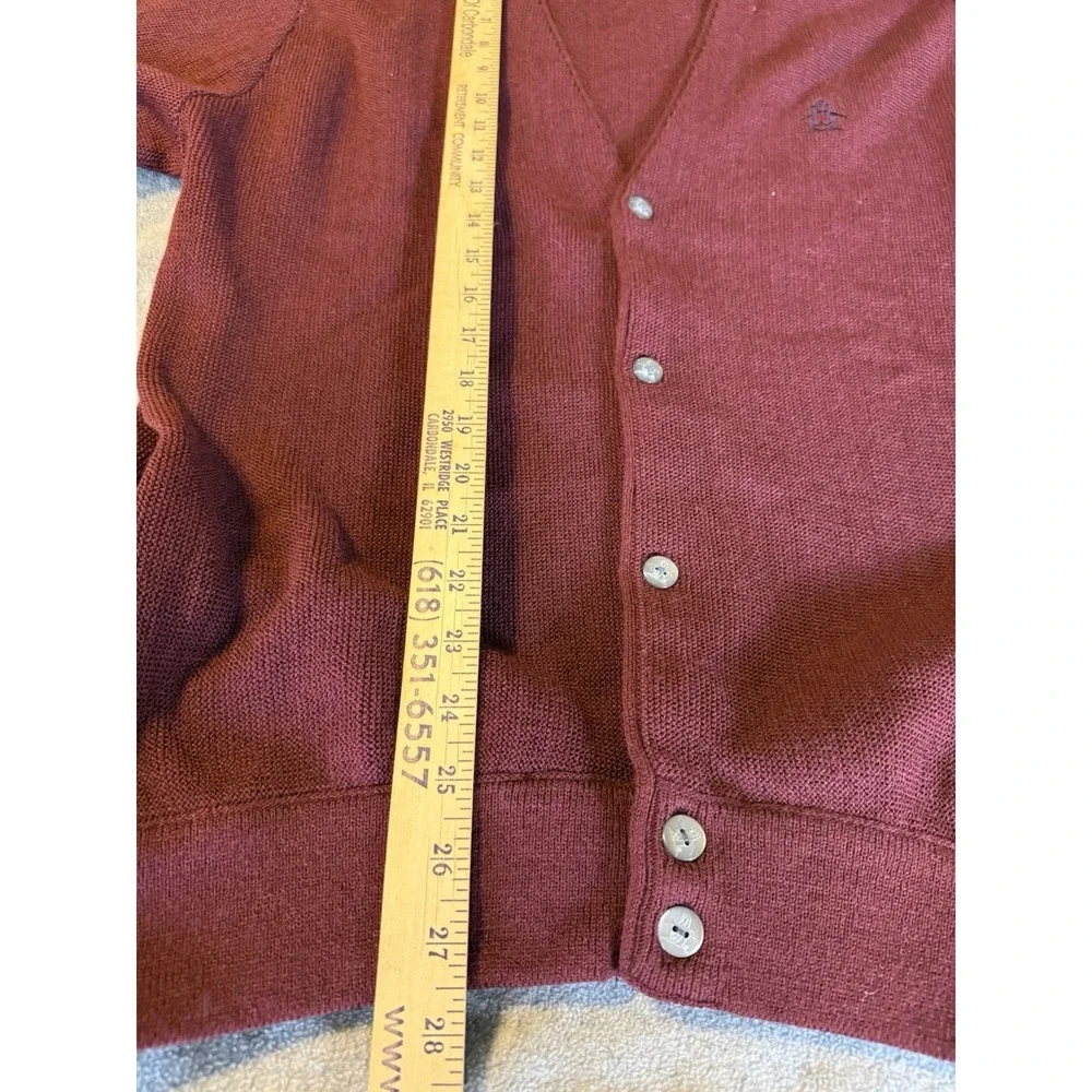 NWT VTG Penguin Grand Slam Golf Cardigan Men's Medium Burgundy Grandpa Deadstock